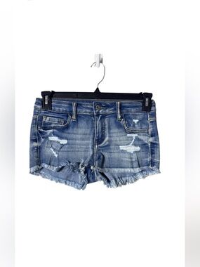 Y2K Vintage Klique B Micro Mini Low Rise Blue Jean Shorts Small Distressed 90s